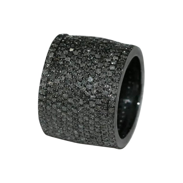Bague en argent 925 avec diamant pavé de 6,60 cts