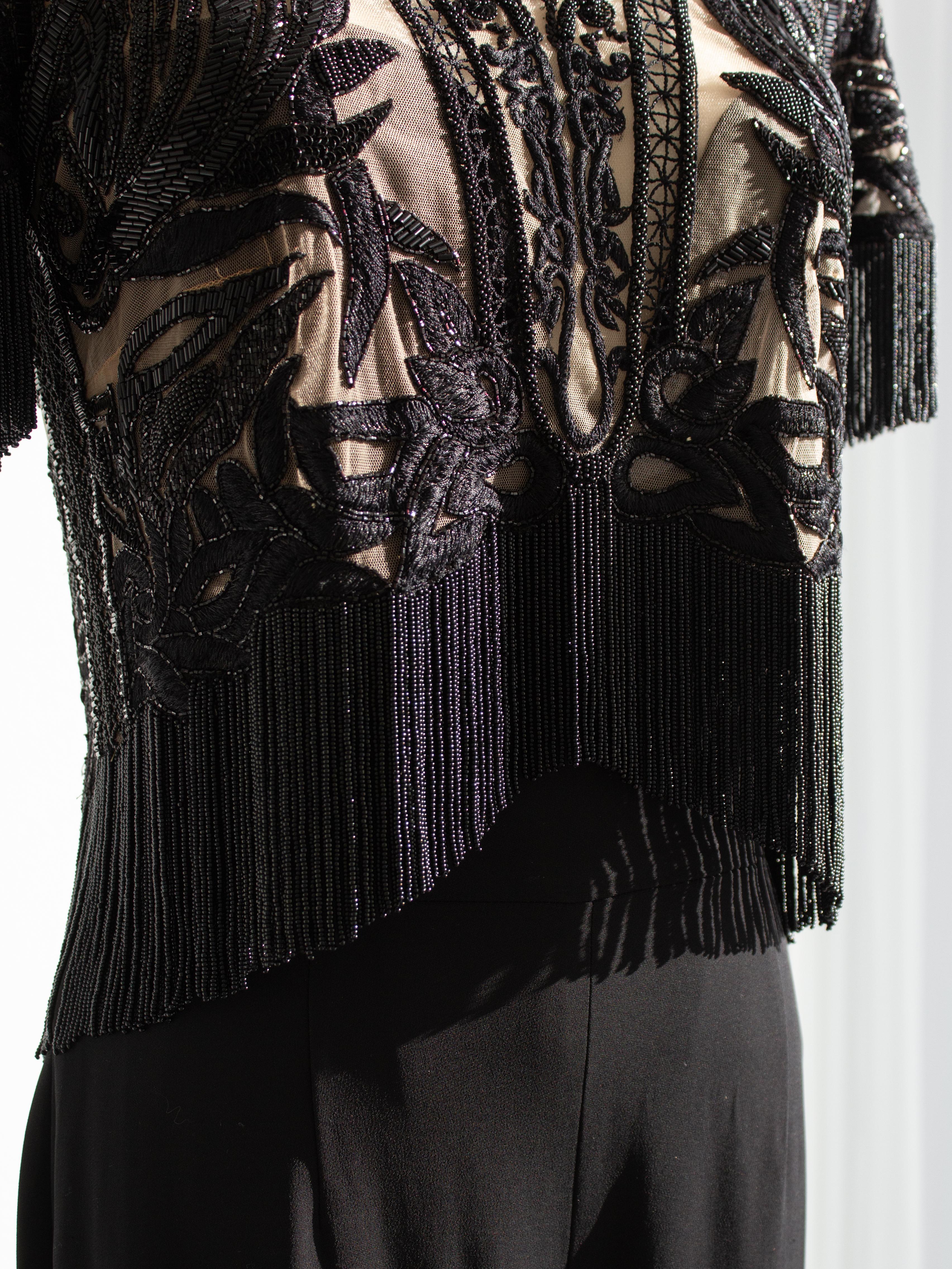$6600 Zuhair Murad Embellished Red Carpet Tassel Beaded Black Jumpsuit 6
