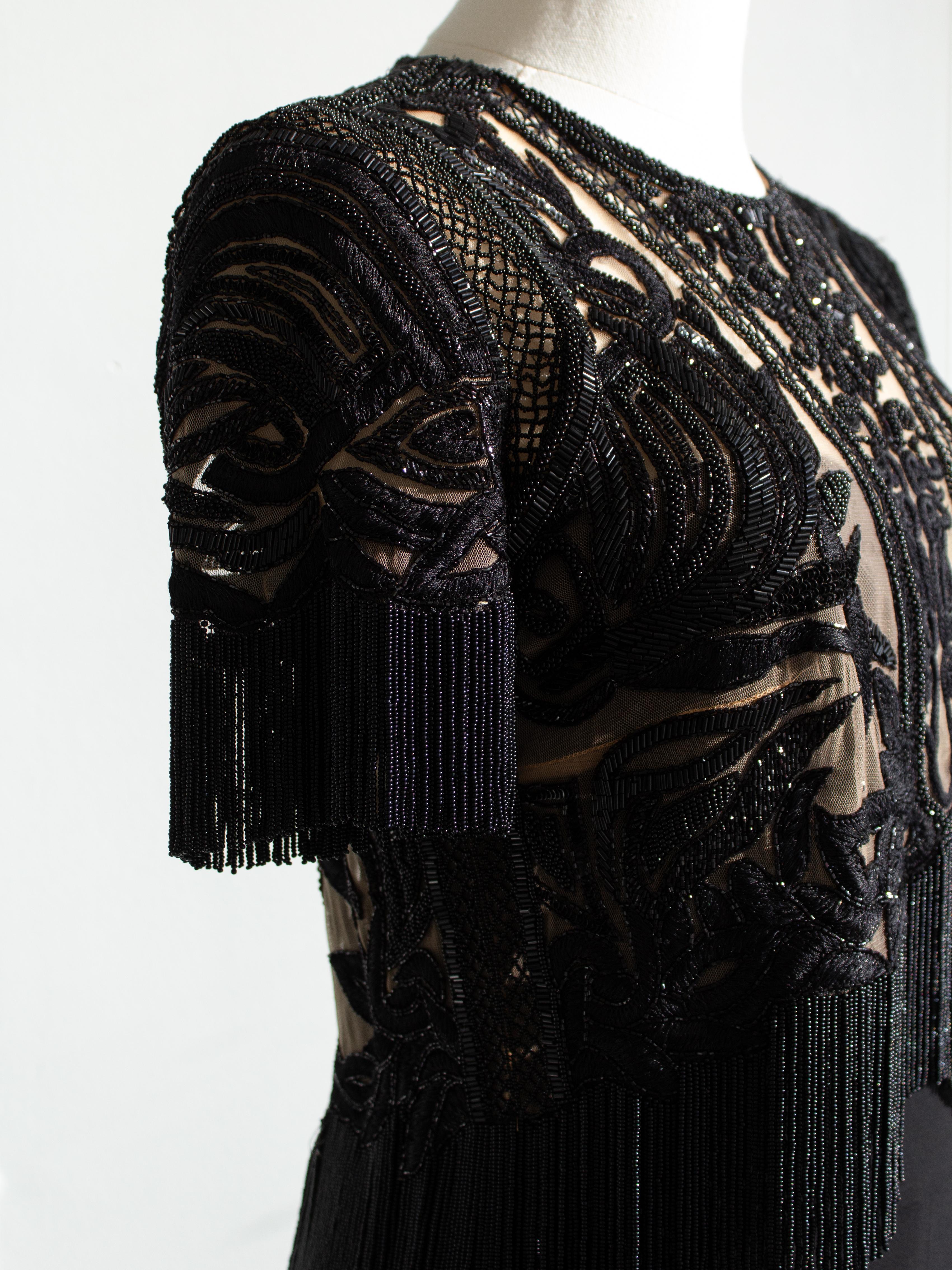 $6600 Zuhair Murad Embellished Red Carpet Tassel Beaded Black Jumpsuit 8
