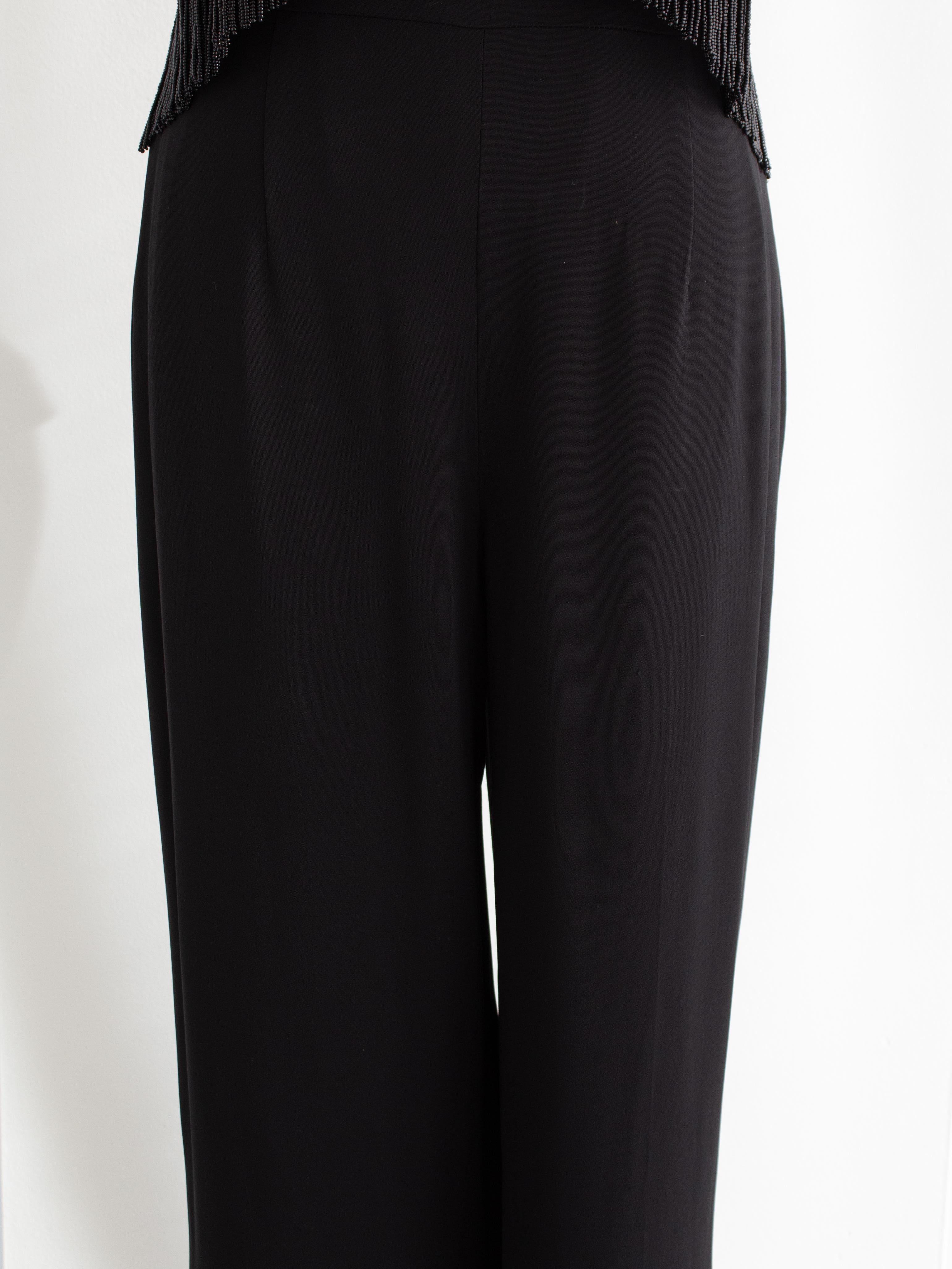 $6600 Zuhair Murad Embellished Red Carpet Tassel Beaded Black Jumpsuit 3