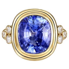 6.60ct Blue Sapphire Diamond Ring in 18 Karat Yellow Gold 6.60ct Blue Sapphire Diamond Ring in 18 Karat Yellow Gold