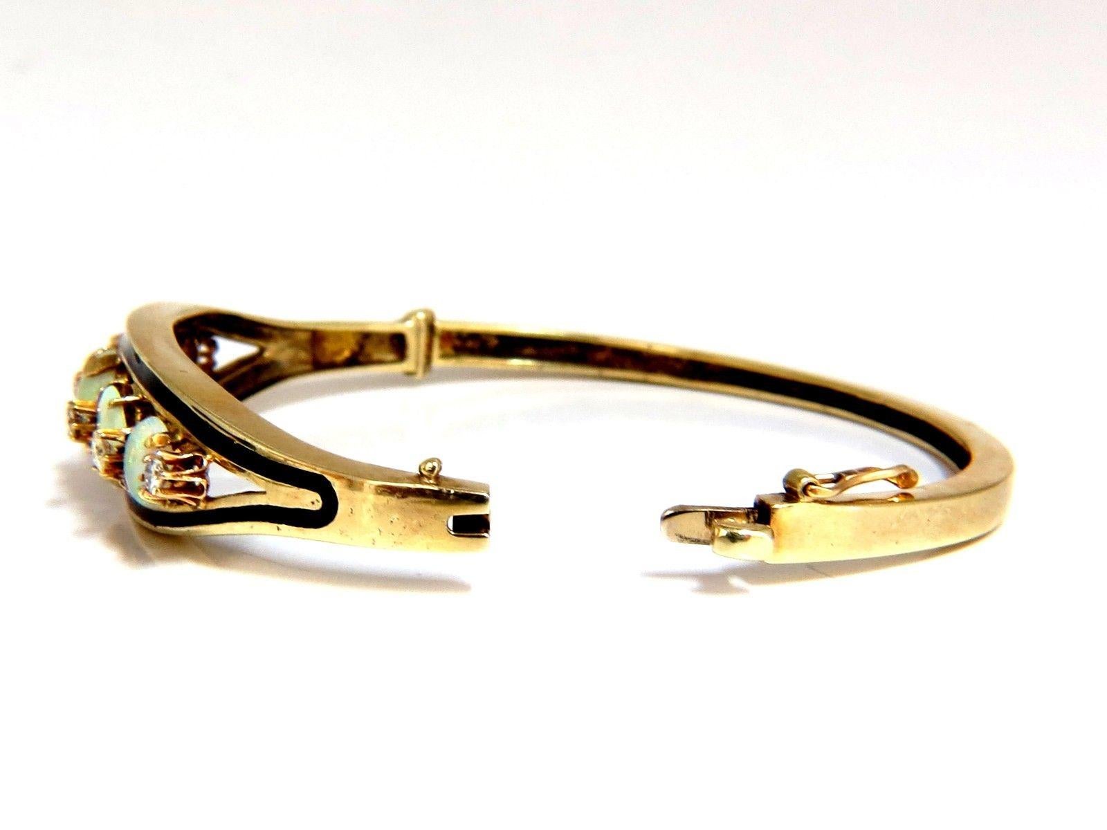Taglio rotondo 6.60ct opali naturali australiani bracciale cocktail con diamanti 14kt Vintage in vendita