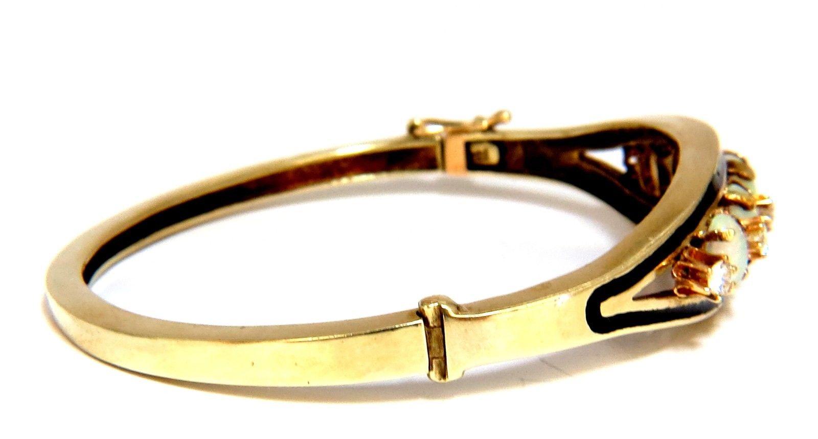 6.60ct opali naturali australiani bracciale cocktail con diamanti 14kt Vintage In condizioni ottime in vendita a New York, NY