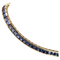 Pulsera Estate de zafiro de Ceilán Ombré de 6,60 ct en oro amarillo de 14 quilates  66 Zafiros
