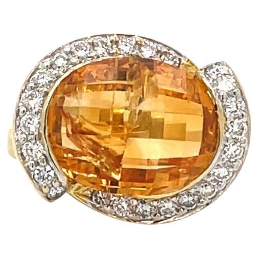 6.60ct Oval Citrine and Diamond Cocktail Ring