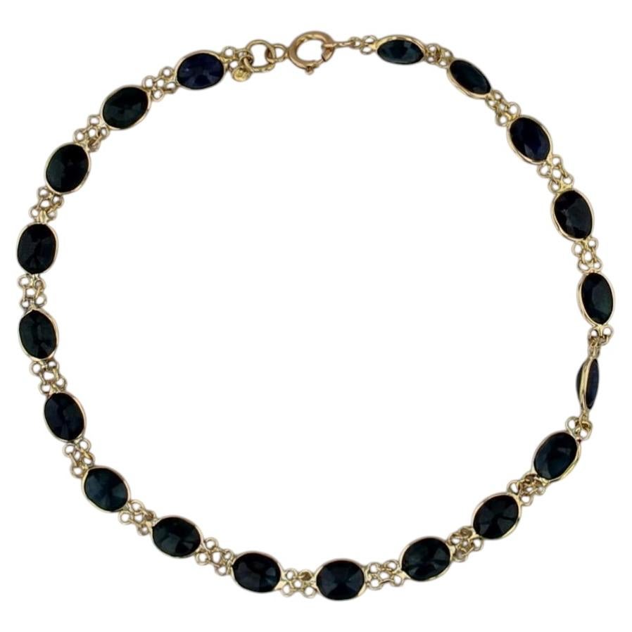 6.60ctw Blue Sapphire Tennis Bracelet 18k Yellow Gold 7" 4.1mm