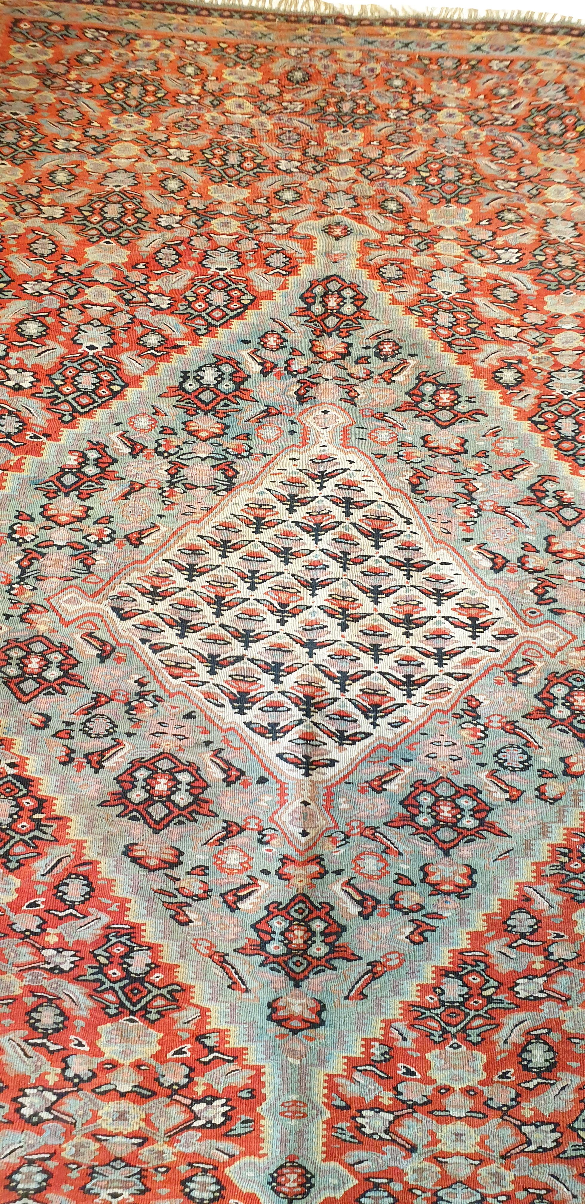 Late 19th Century 661 - 19th Century Senneh Kilim with Beautiful Patterns For Sale