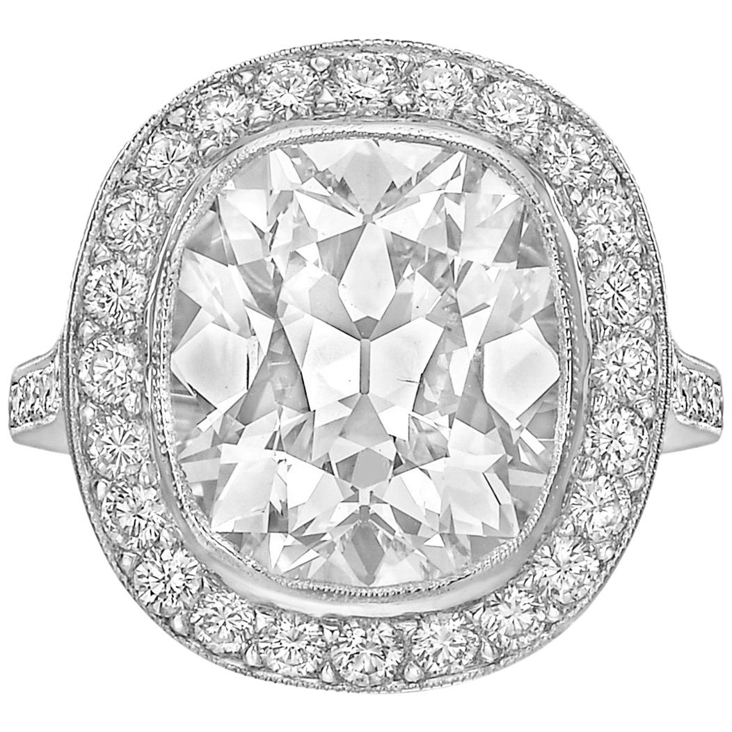 6.61 Carat Cushion-Cut Diamond Ring