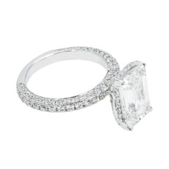 6.61 Carat Emerald Diamond Ring 18K White Gold Radiant Elegance