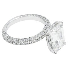 6.61 Carat Emerald Diamond Ring 18K White Gold Radiant Elegance