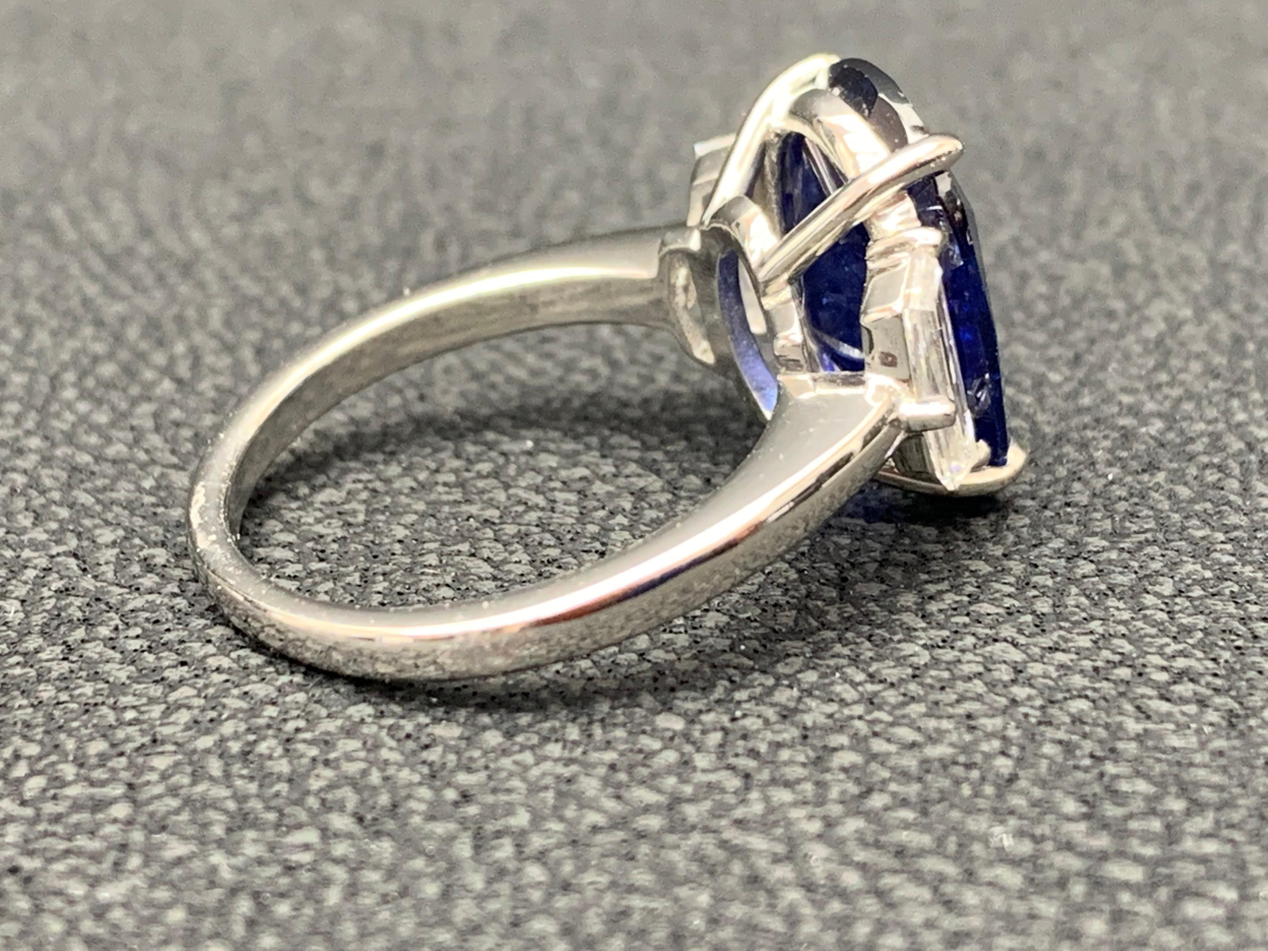 6.61 Carat Oval Cut Sapphire and Diamond Engagement Ring in Platinum For Sale 8