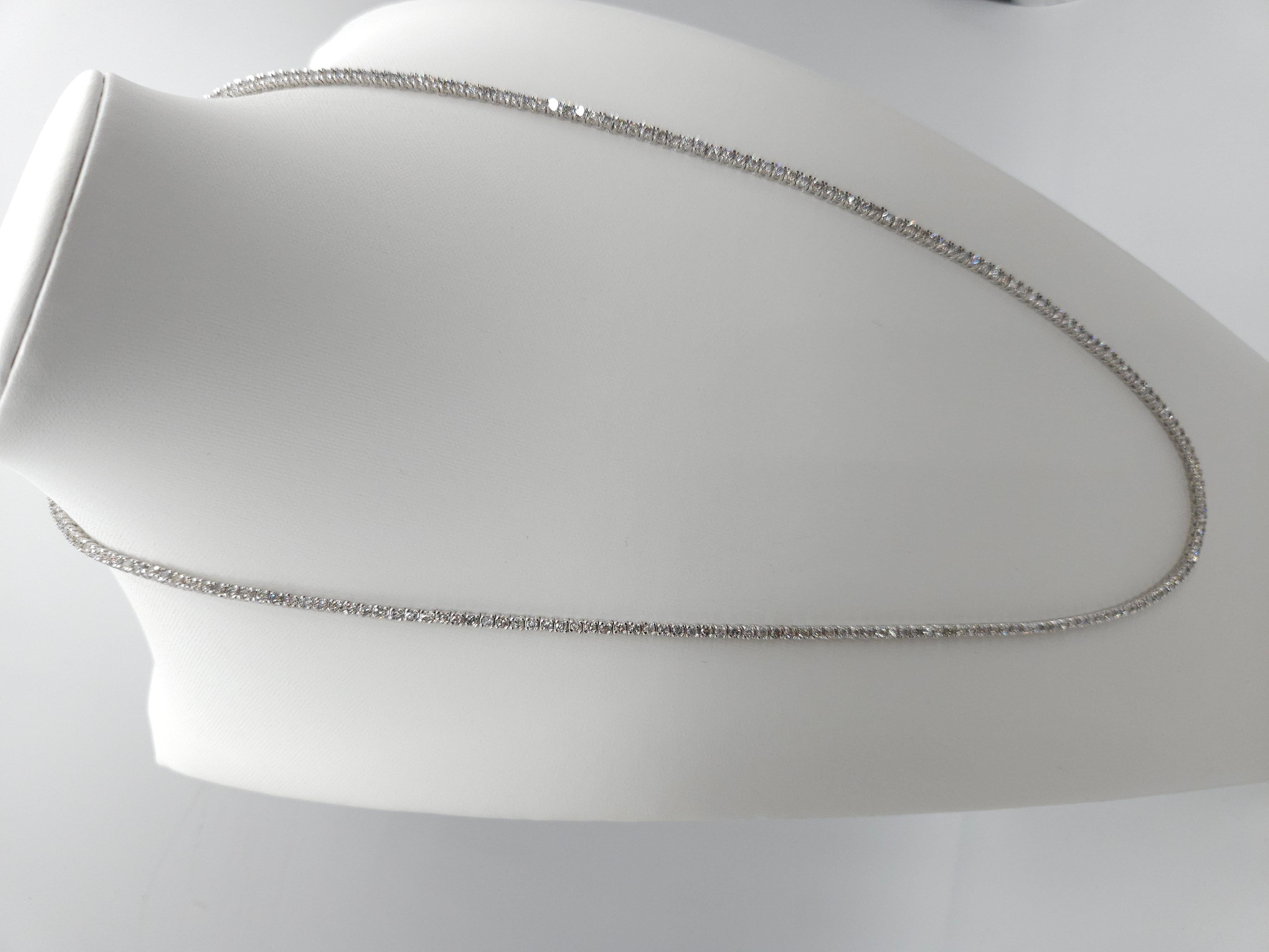 6.62 Carat Brilliant Cut Diamond Tennis Necklace 14 Karat White Gold 22'' 1