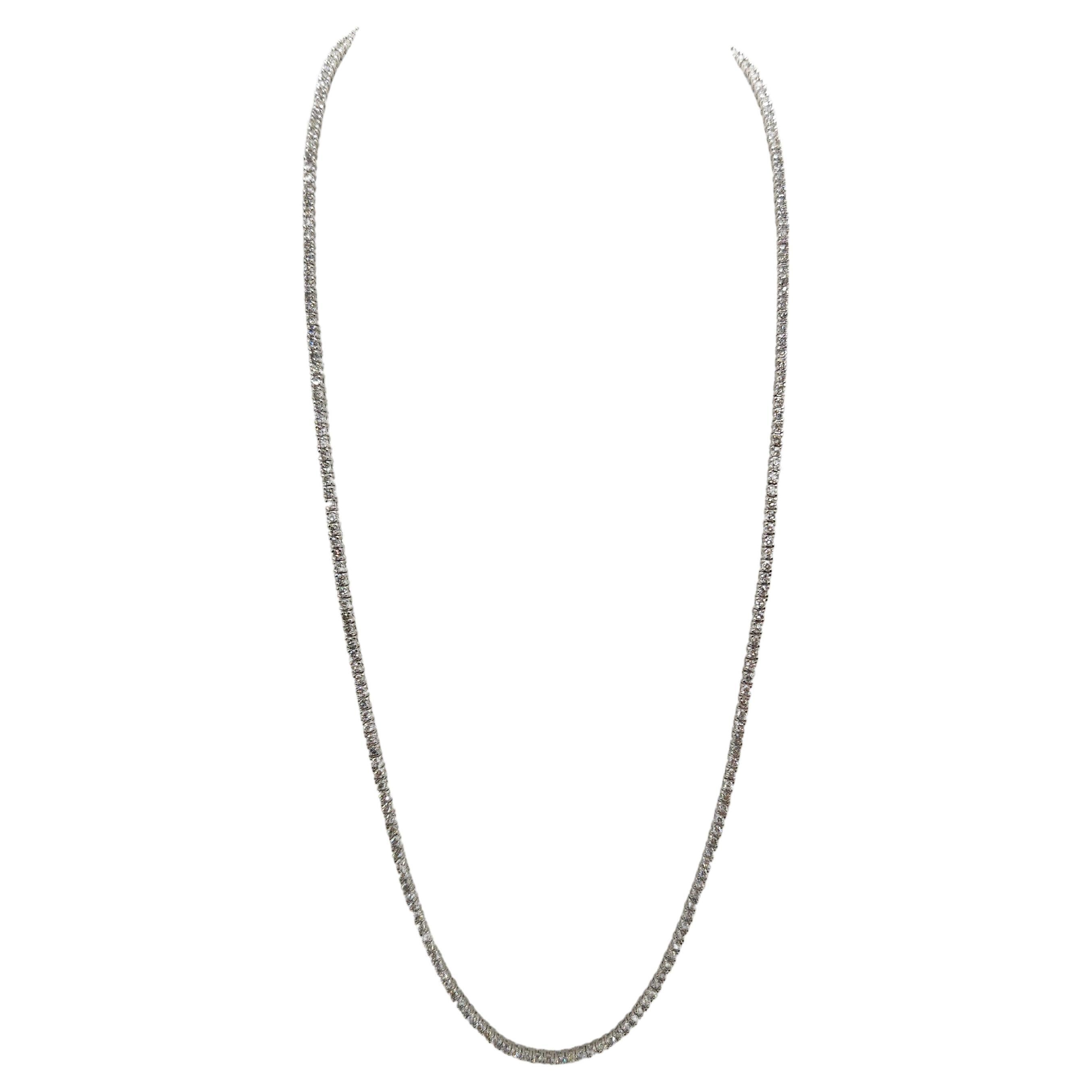 6.62 Carat Brilliant Cut Diamond Tennis Necklace 14 Karat White Gold 22''
