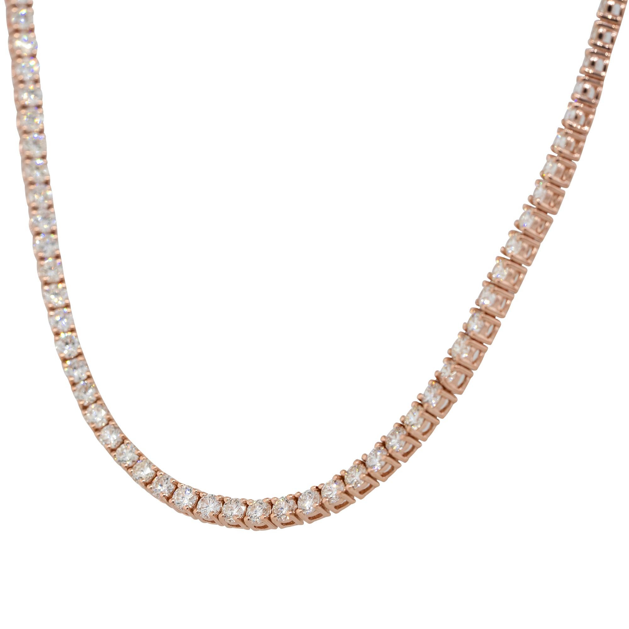 Collier tennis en or 14 carats avec diamants ronds de 6,62 carats de 18 pouces Neuf - En vente à Boca Raton, FL