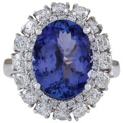 Bague en or blanc 14 carats avec tanzanite naturelle et diamants