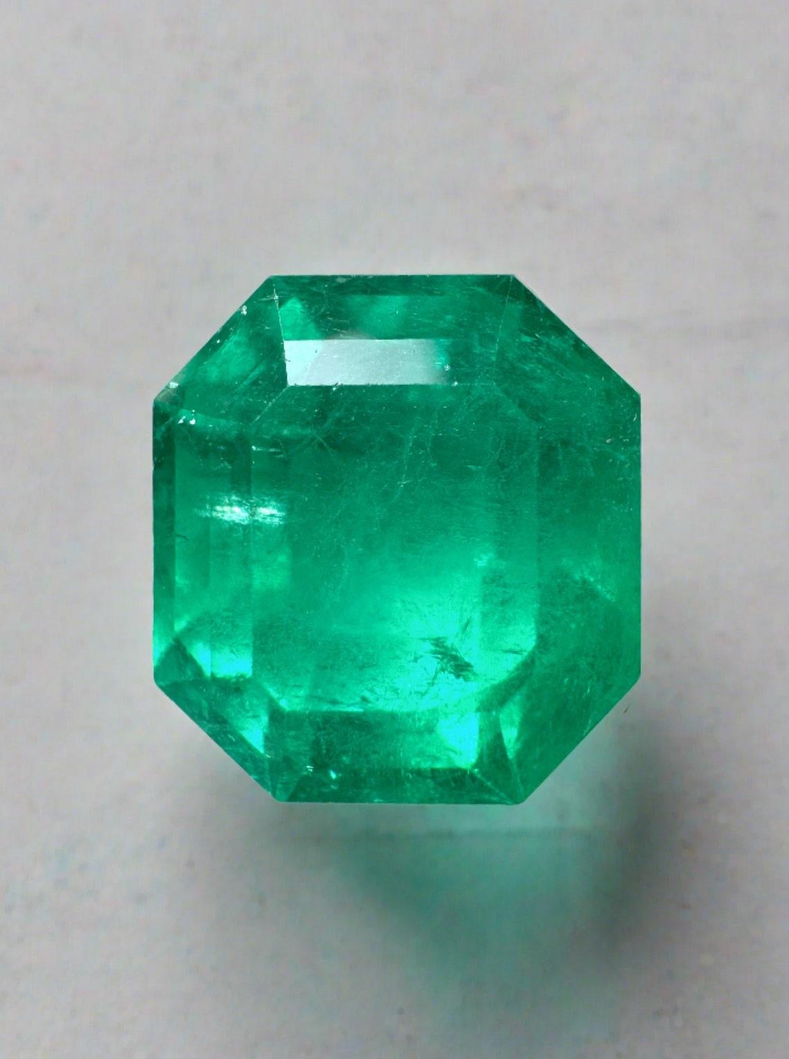 6.62ct Captivant Muzo Green Asscher Cut Colombian Emerald Genuine May