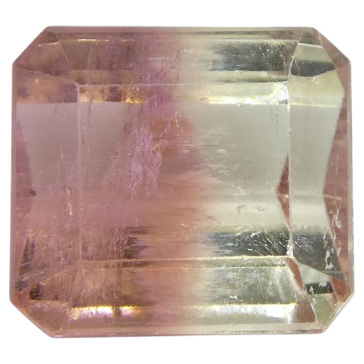 Tourmaline bicolore rose et verte taille émeraude de 6.62 carats du Brésil