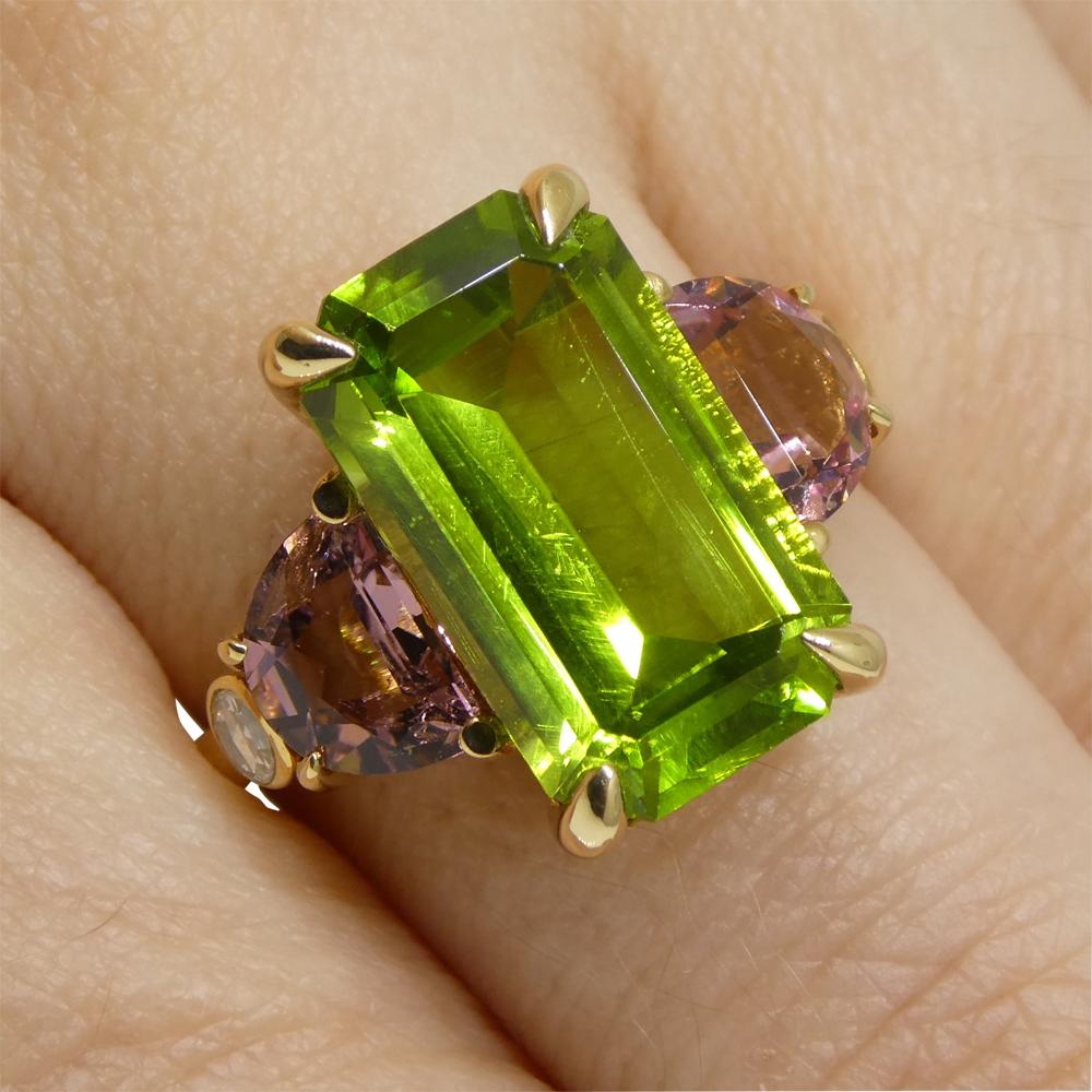 peridot and pink tourmaline rings