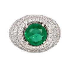 6,63 Karat Smaragd und 1,53 Karat Diamant Cluster Ring in 18K Gold, Größe 6,5