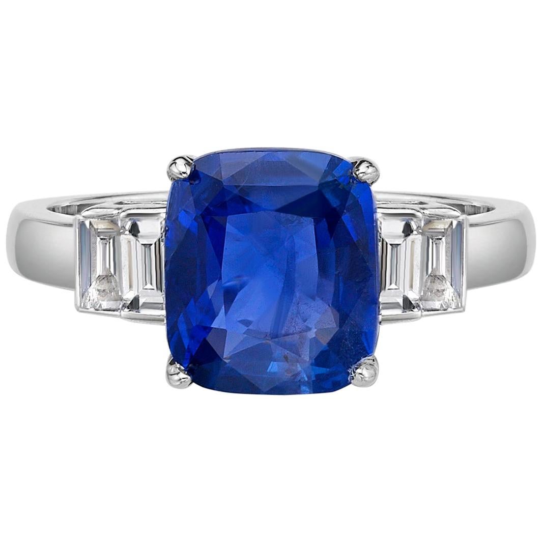 6.63 Carat Sri Lanka Sapphire GIA Certified Sri Lanka Diamond Ring Cushion Cut