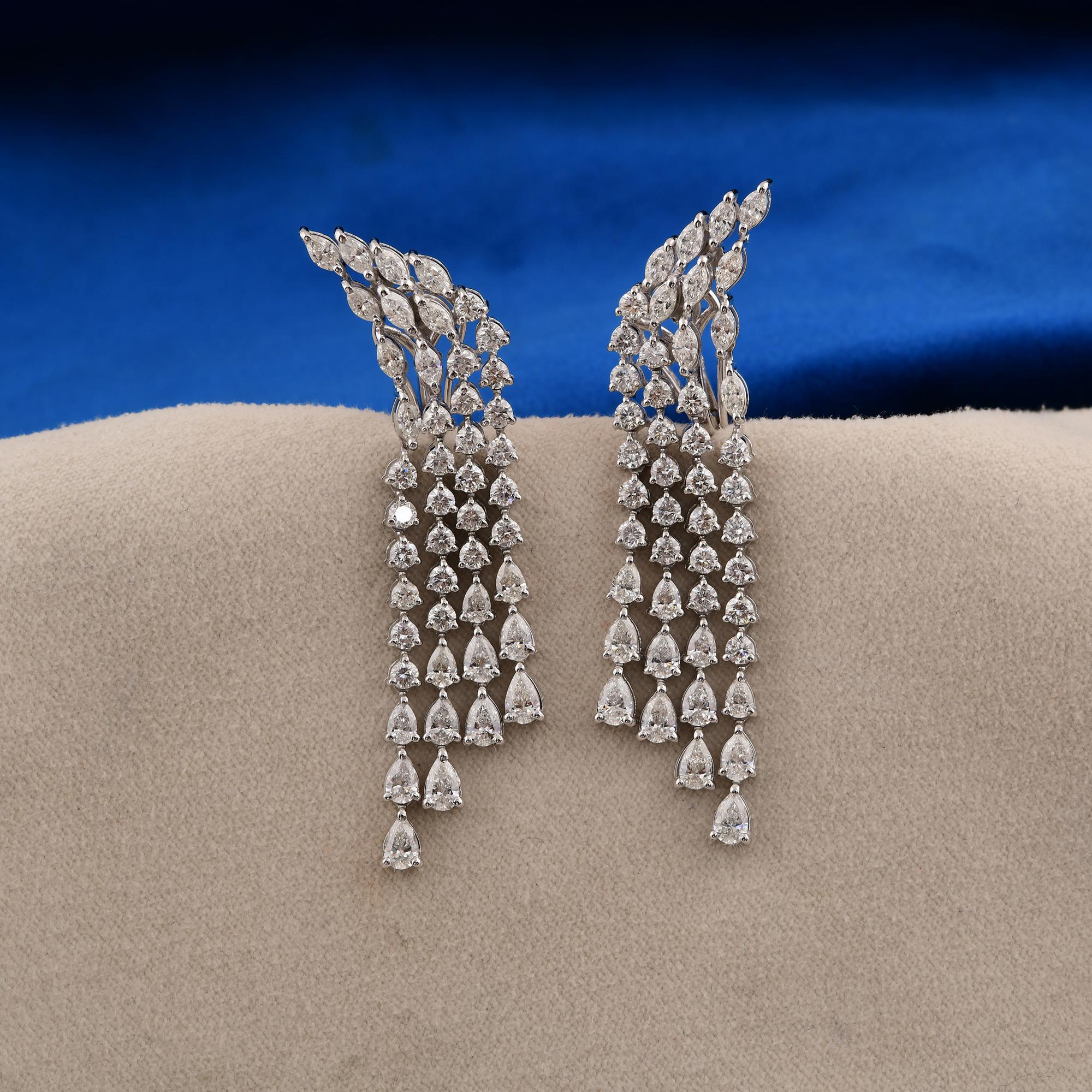 6.63 Carat SI Clarity HI Color Multi Shape Diamond Earrings 14 Karat White Gold In New Condition For Sale In Diera, Dubai
