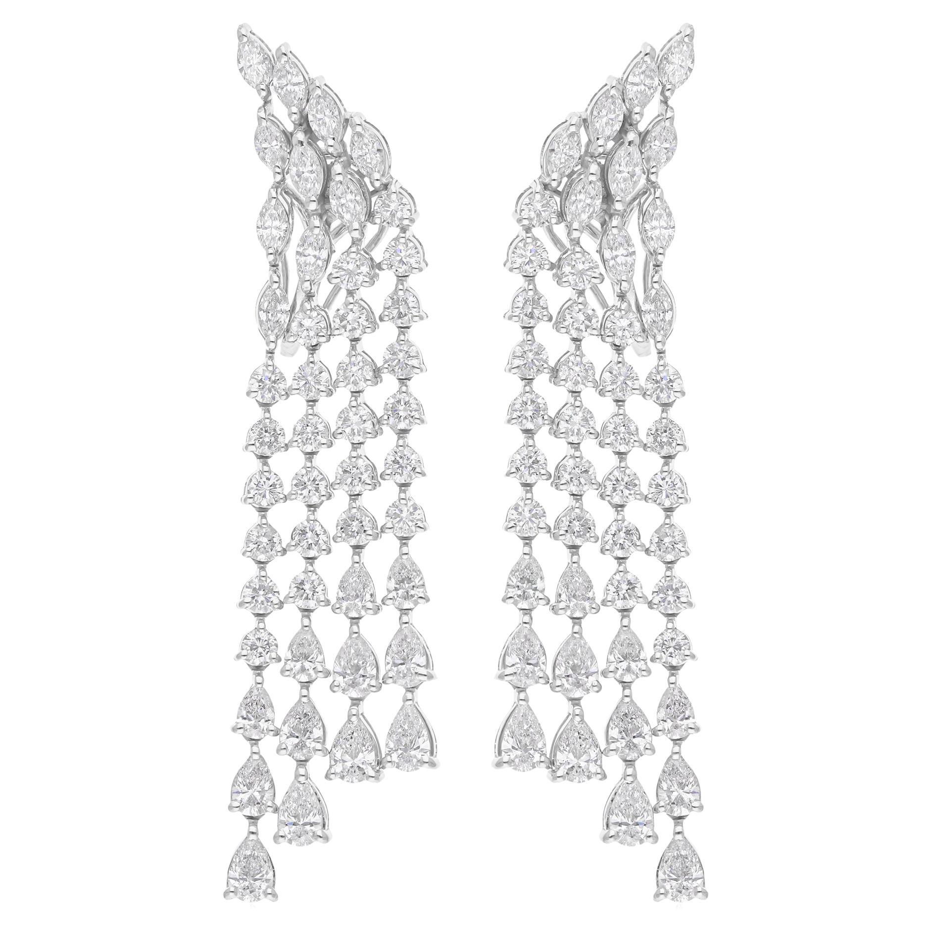 6.63 Carat SI Clarity HI Color Multi Shape Diamond Earrings 14 Karat White Gold For Sale