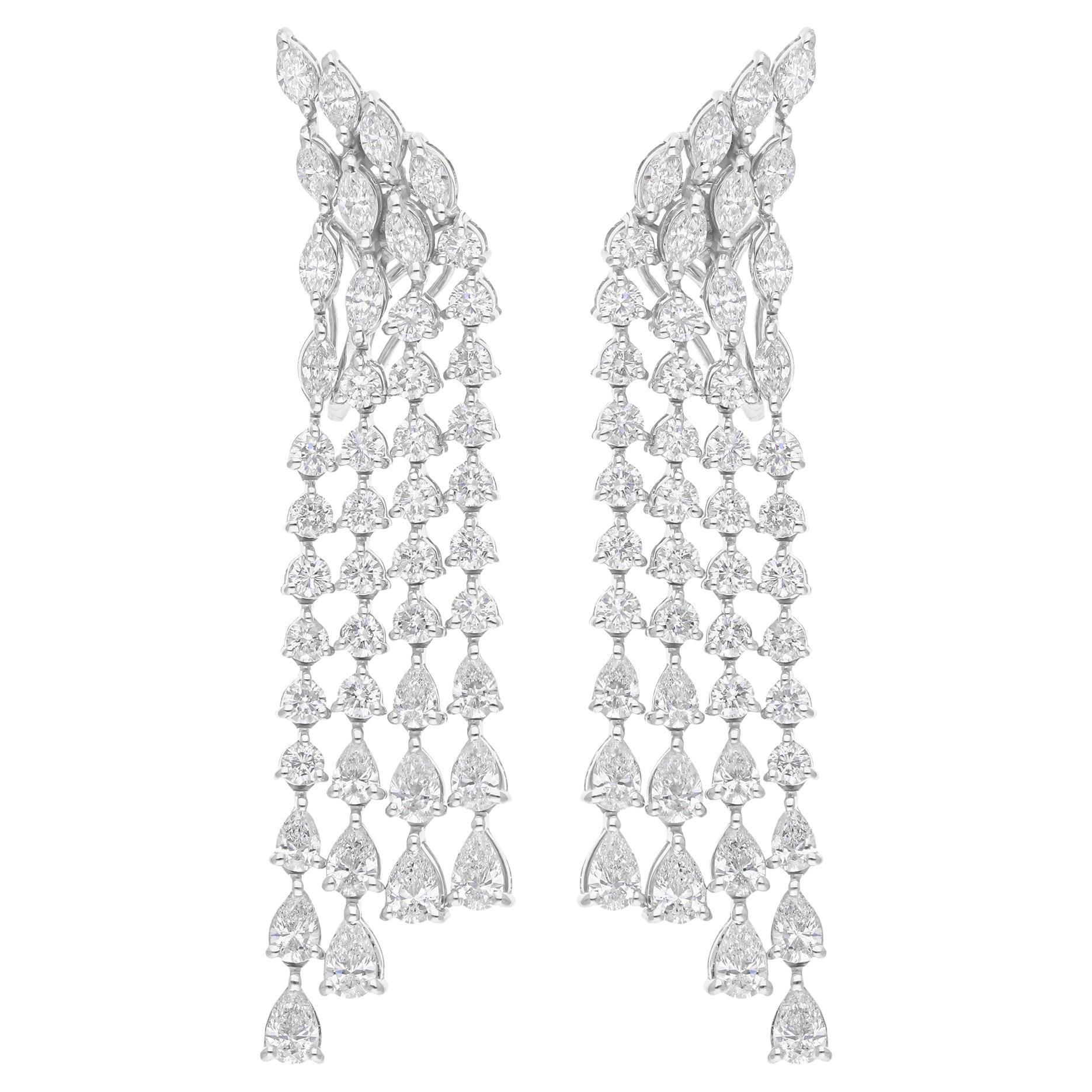 6.63 Carat SI Clarity HI Color Multi Shape Diamond Earrings 18 Karat White Gold
