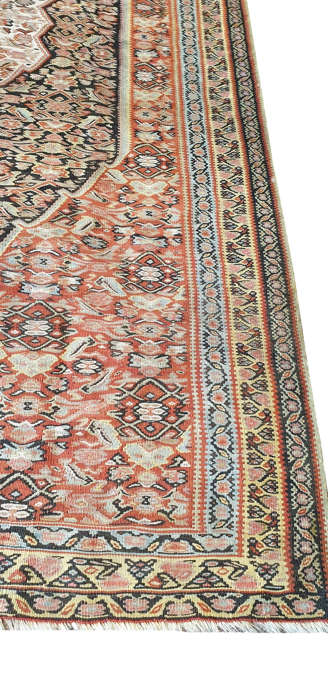Hand-Woven 663 - Old Fine Senneh Kilim For Sale