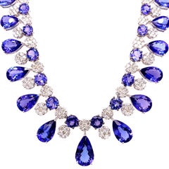 66.36 Carat Tanzanite Necklace Earrings Set
