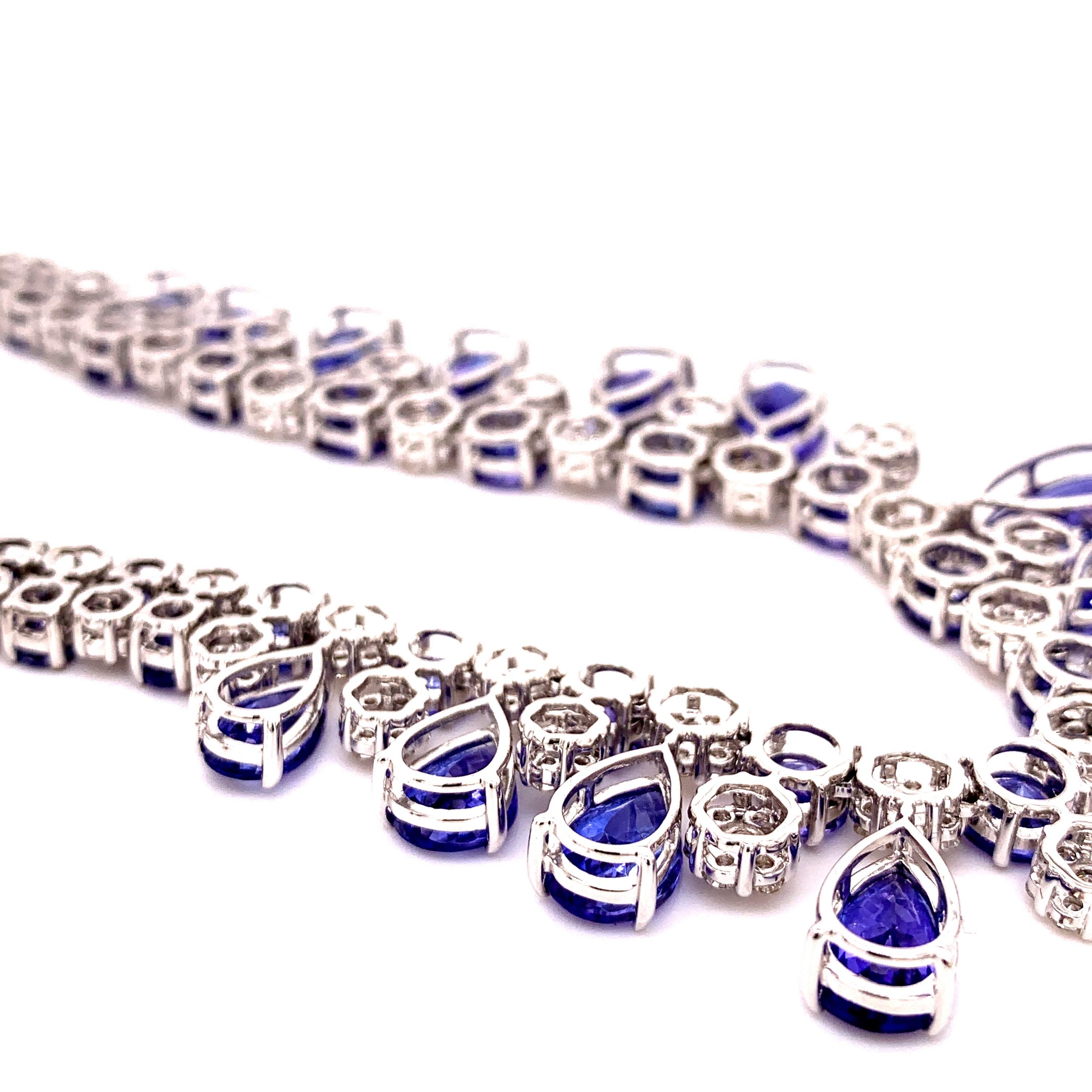 Contemporary 66.36 Carat Tanzanite Necklace Earrings Set