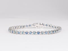 6.63ctw Montana Sapphire Bezel Set Bracelet 14K White Gold 7" R2095