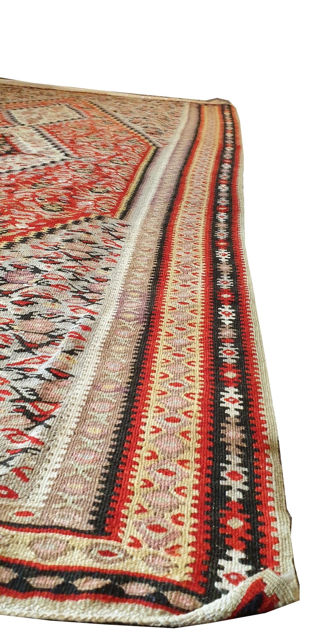 Centroasiatico 664 - Vecchio Kilim Senneh di pregio in vendita