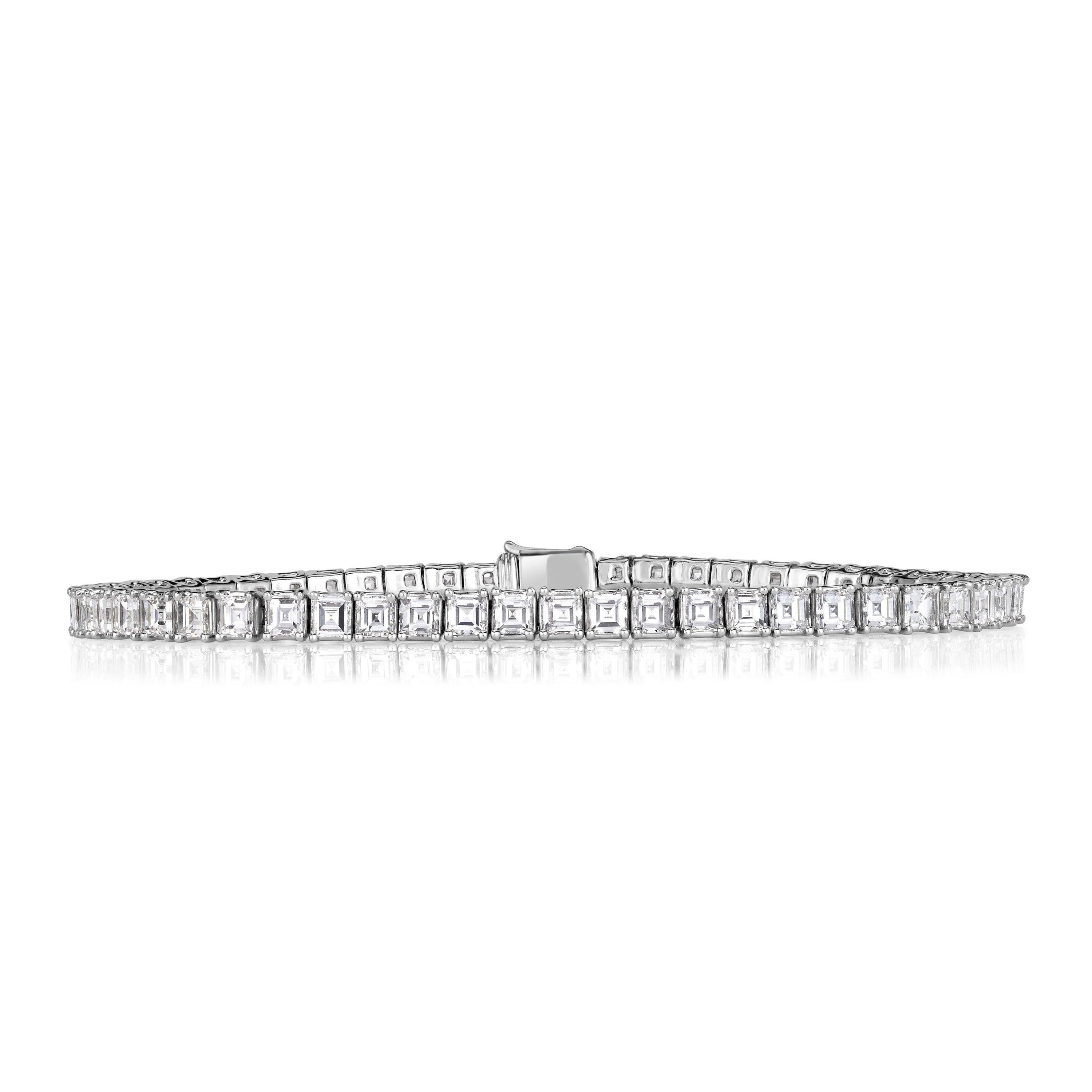 6.64ct Asscher Cut Diamond Tennis Bracelet in 14k White Gold
