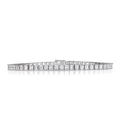 6.64ct Asscher Cut Diamond Tennis Bracelet in 14k White Gold