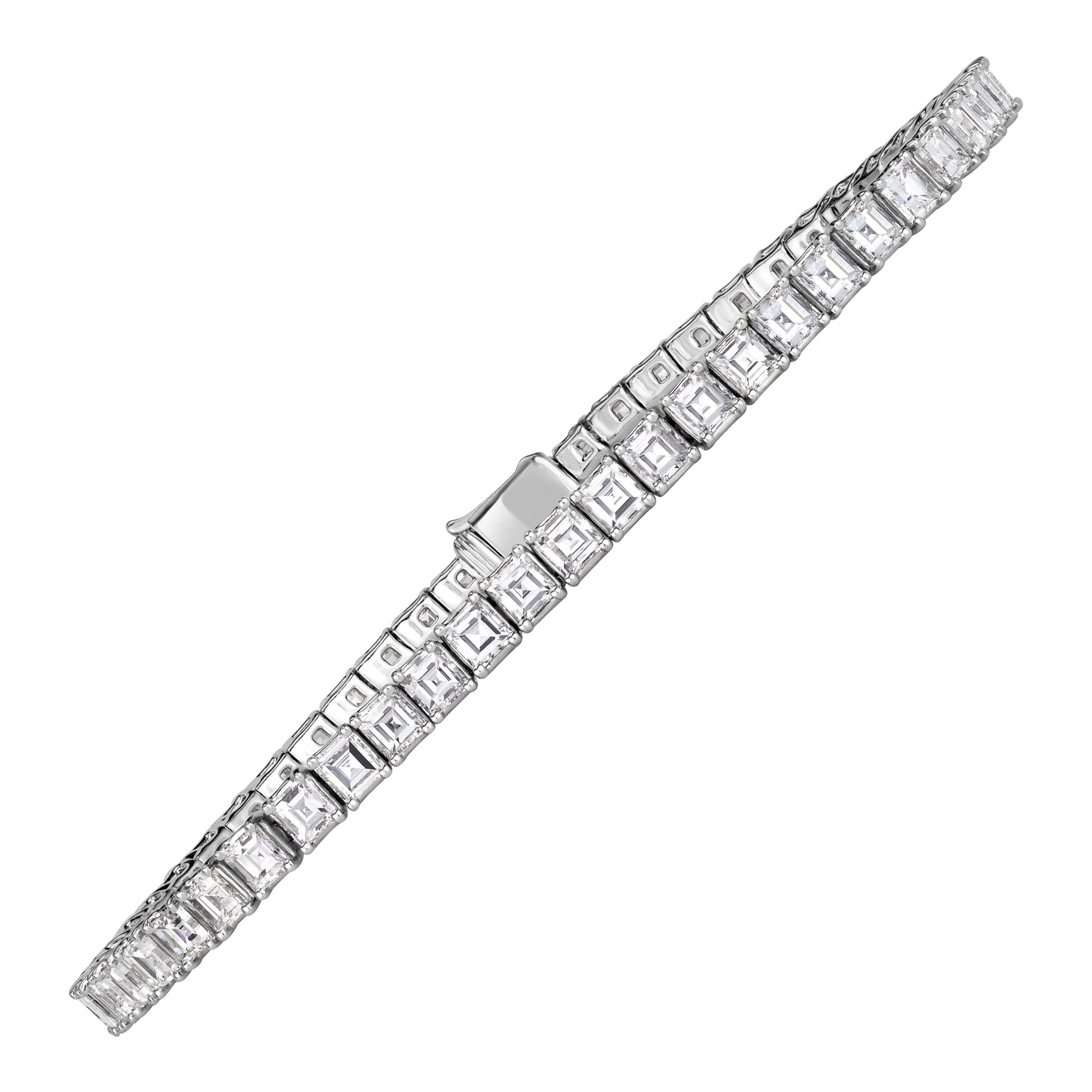 6.64ct Asscher Cut Diamond Tennis Bracelet in 14k White Gold
