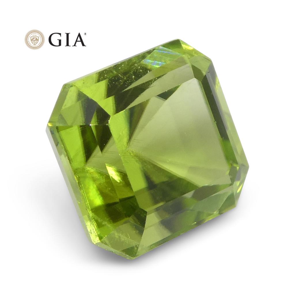 6.64ct Octagonal/Emerald Cut Yellowish Green Peridot GIA Certified For Sale 3