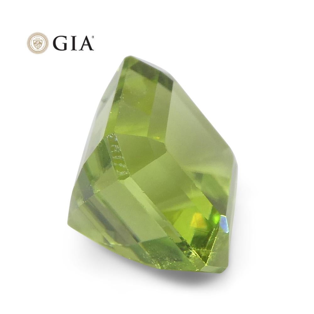 6.64ct Octagonal/Emerald Cut Yellowish Green Peridot GIA Certified For Sale 4