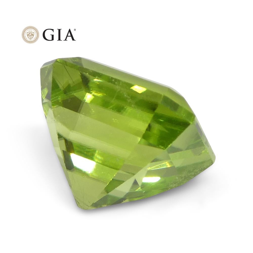 6.64ct Octagonal/Emerald Cut Yellowish Green Peridot GIA Certified For Sale 5