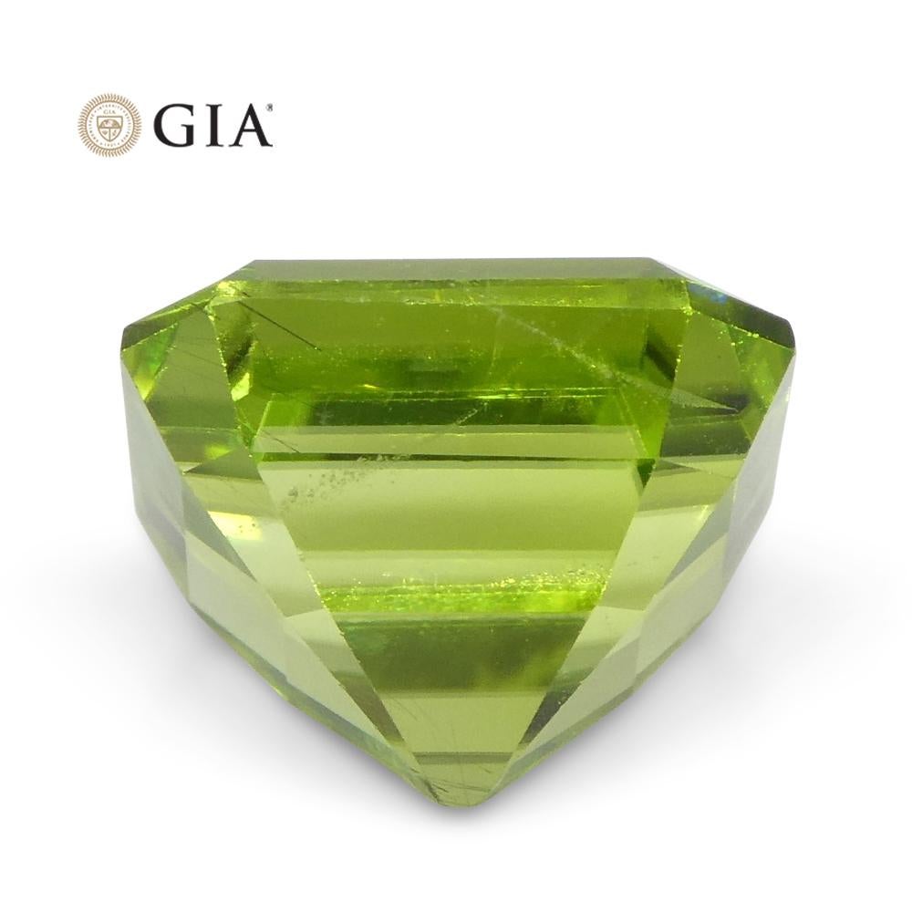 6.64ct Octagonal/Emerald Cut Yellowish Green Peridot GIA Certified For Sale 6
