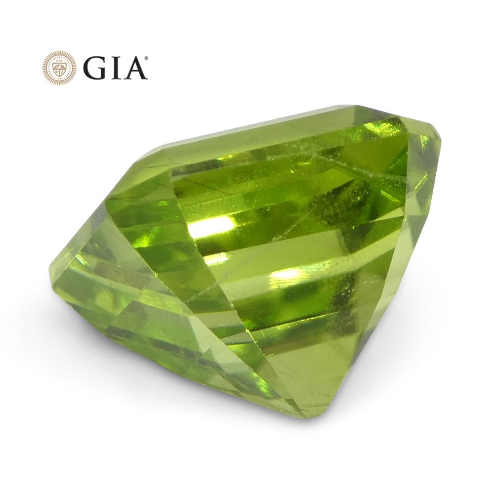 6.64ct Octagonal/Emerald Cut Yellowish Green Peridot GIA Certified For Sale 7