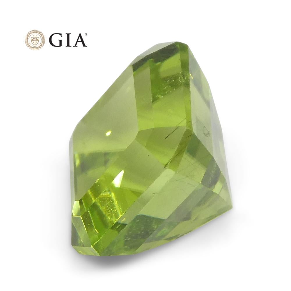 6.64ct Octagonal/Emerald Cut Yellowish Green Peridot GIA Certified For Sale 9