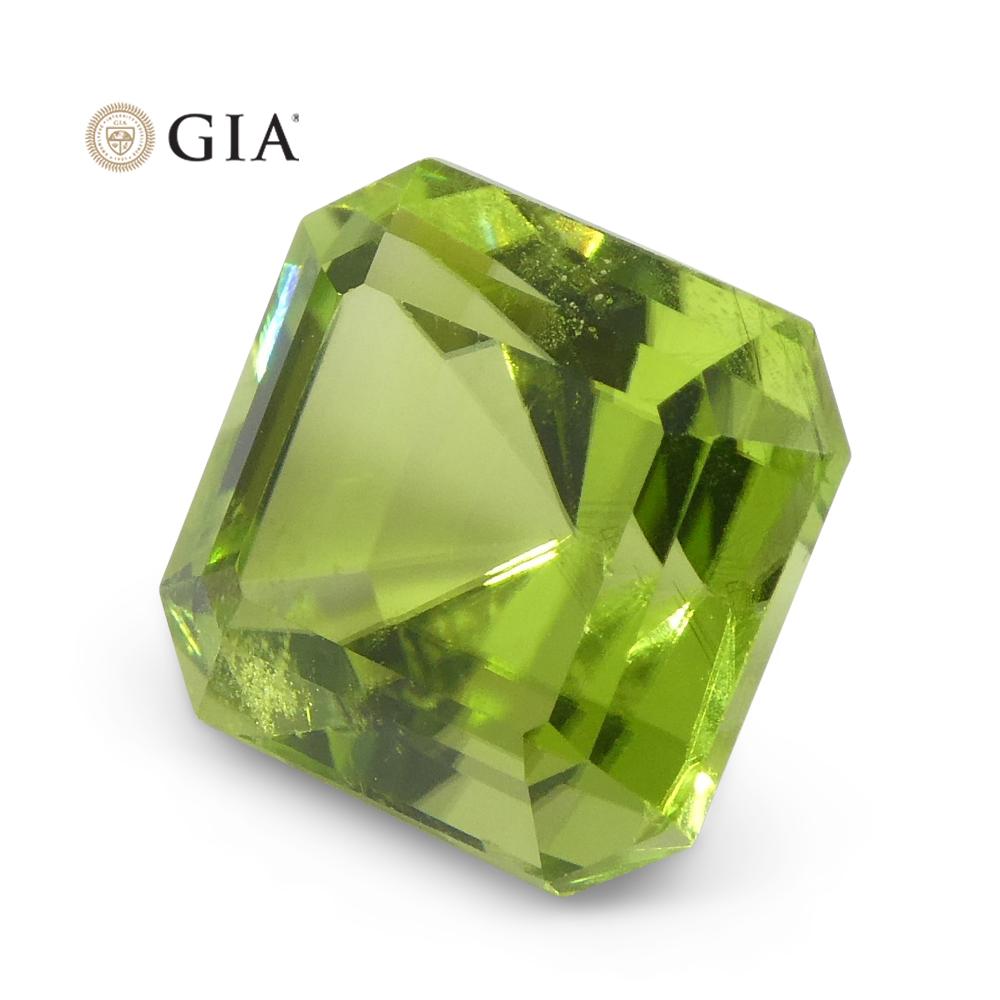 6.64ct Octagonal/Emerald Cut Yellowish Green Peridot GIA Certified For Sale 11