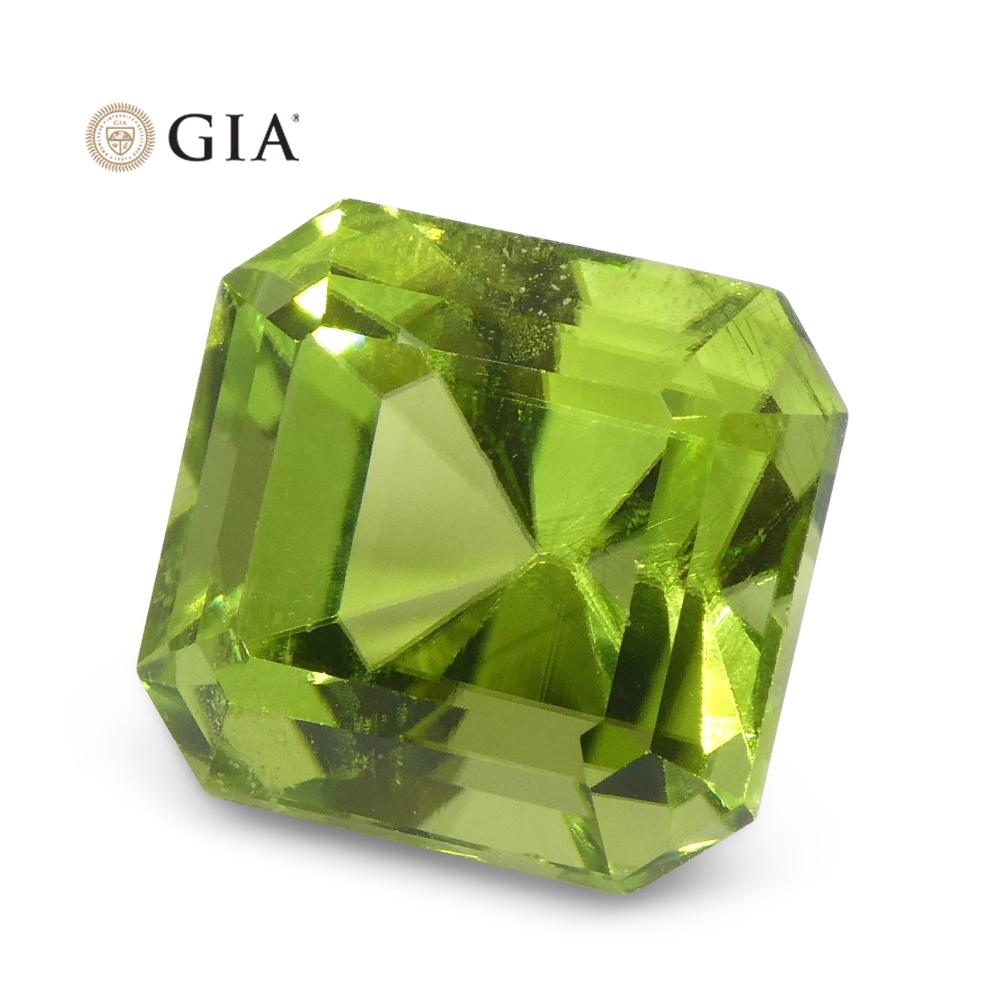 6.64ct Octagonal/Emerald Cut Yellowish Green Peridot GIA Certified For Sale 12