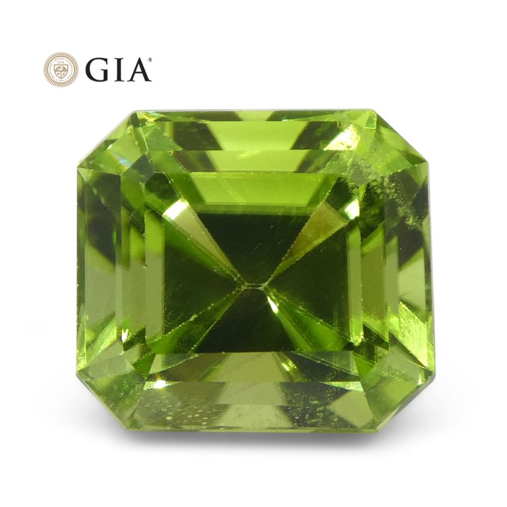 6.64ct Octagonal/Emerald Cut Yellowish Green Peridot GIA Certified For Sale 13