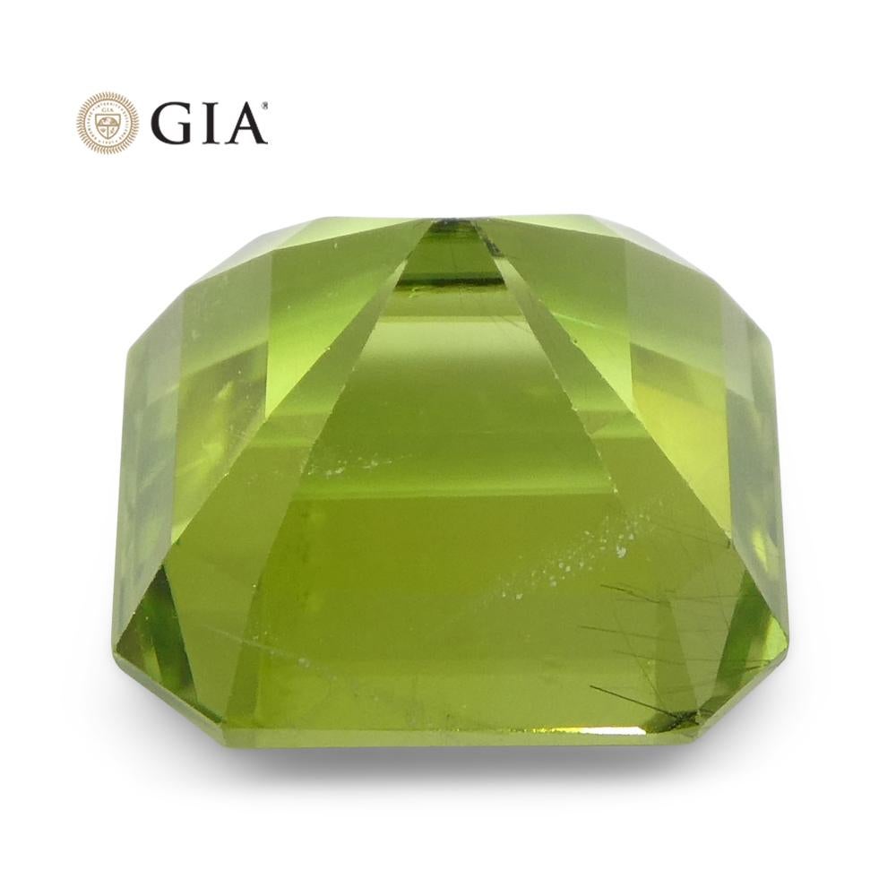 6.64ct Octagonal/Emerald Cut Yellowish Green Peridot GIA Certified For Sale 2