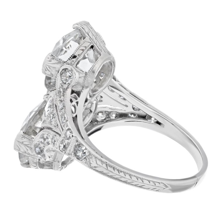 Edwardian 6.64cttw Two Stone Old European Cut Diamond Engagement Ring For Sale