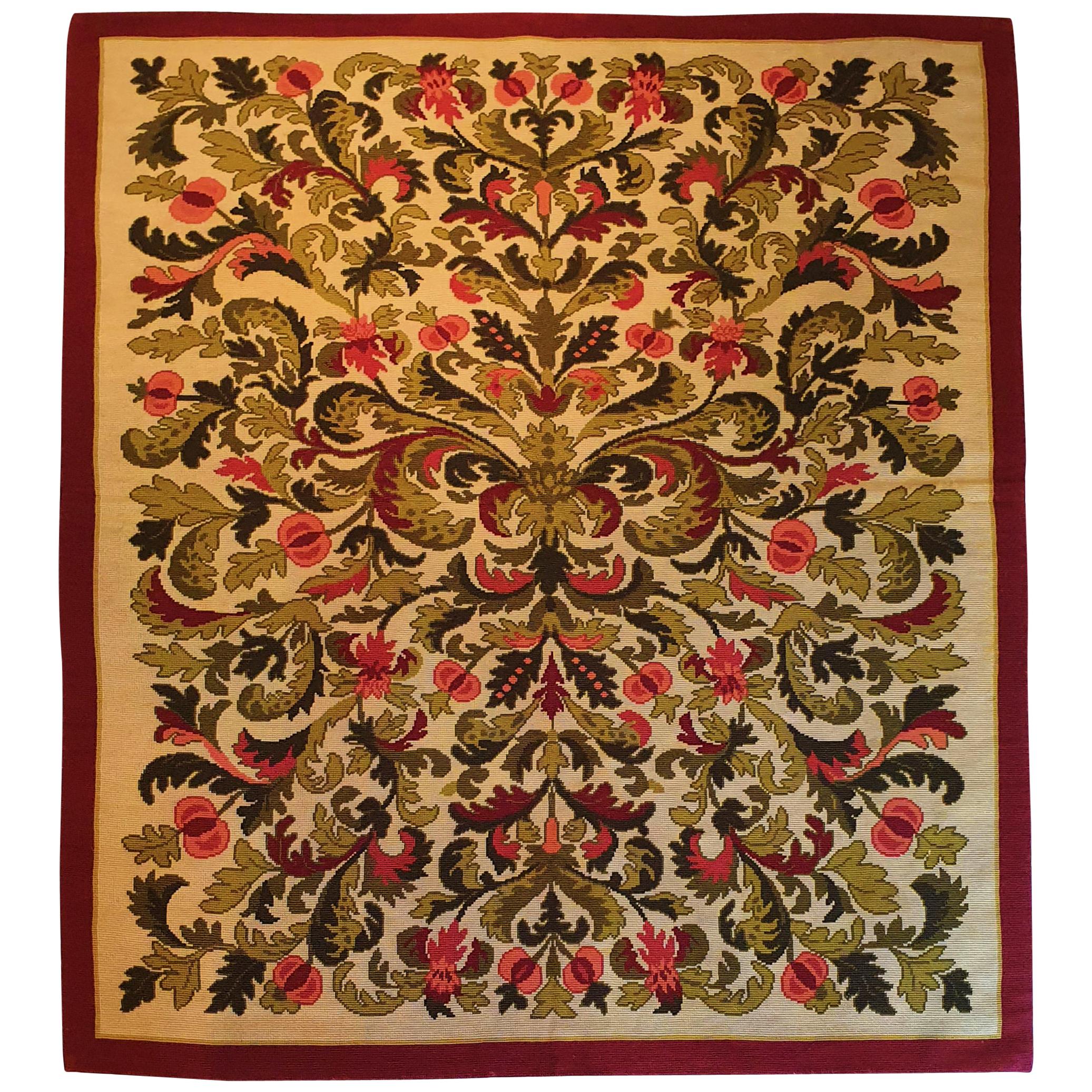 665 - Aubusson 19th Century Needlepoint Rug For Sale