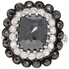6.65 Carat Black Diamond 14 Karat White Gold Ring