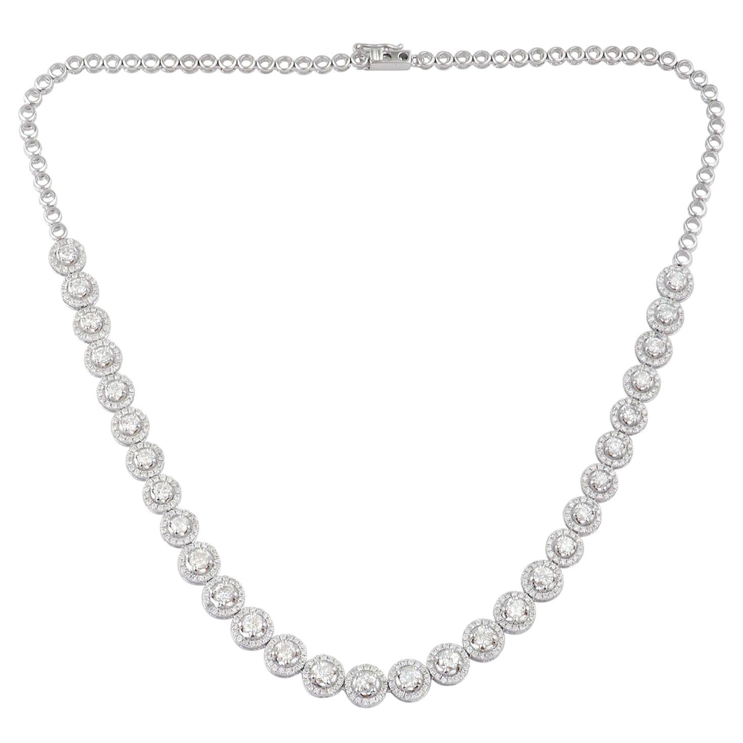 Meghna Jewels Collar de oro blanco de 14 quilates con diamantes de 6,65 quilates