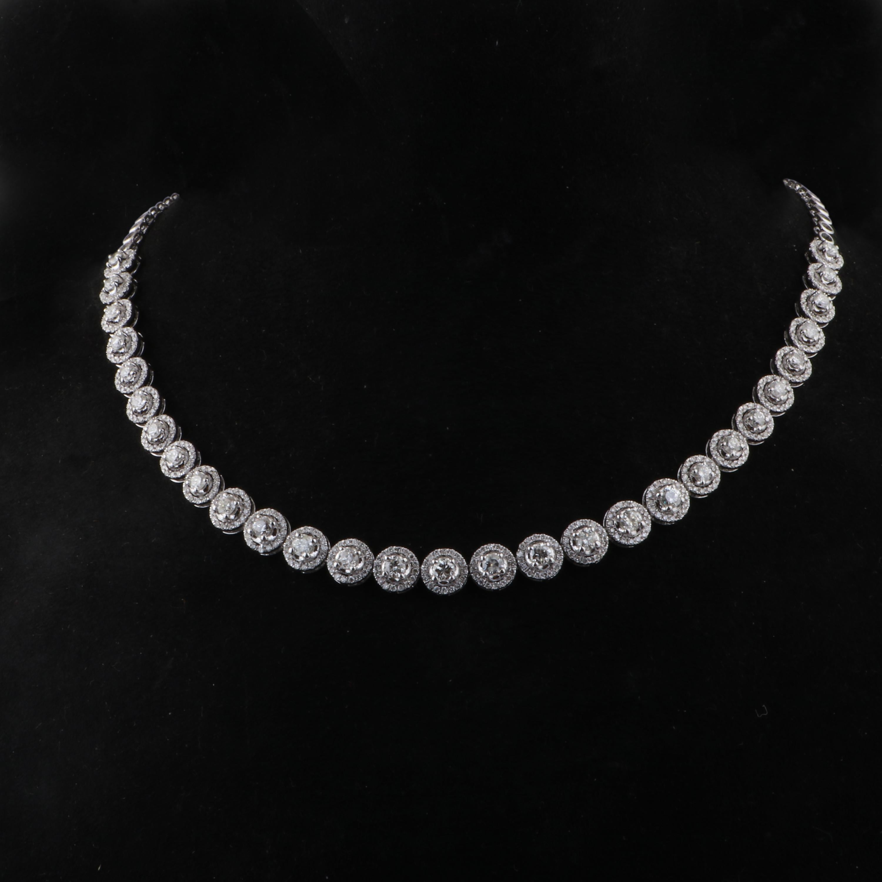 6.65 Carat Diamond 14 Karat White Gold Necklace In New Condition For Sale In Hoffman Estate, IL